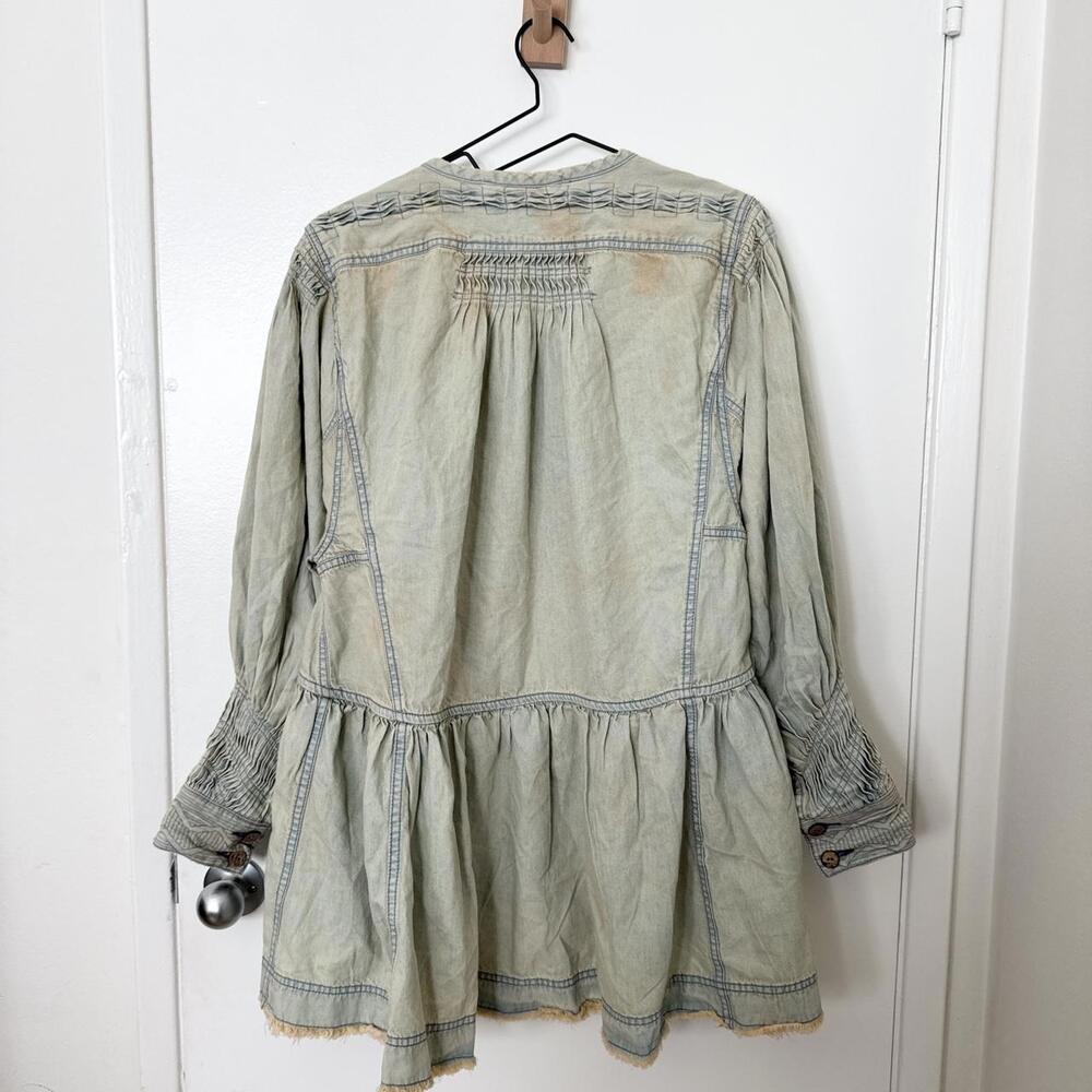 Free People Women's Cream and Blue Jacket - Picture 4 of 6